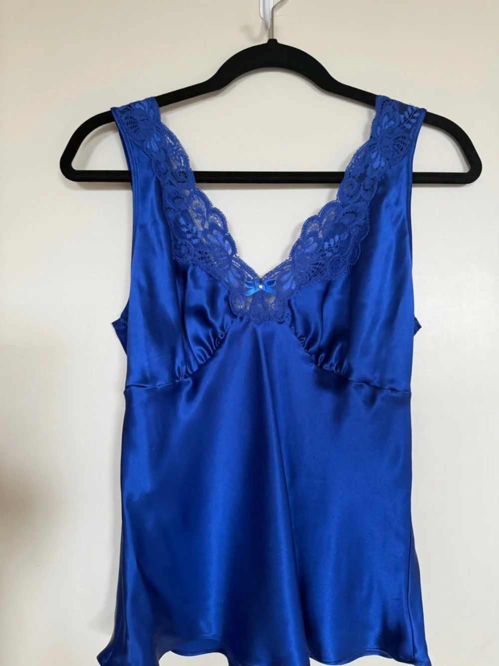 Unmentionables 100% Silk Blue Lace Trim Pajama Set Size M Vintage - Picture 4 of 14